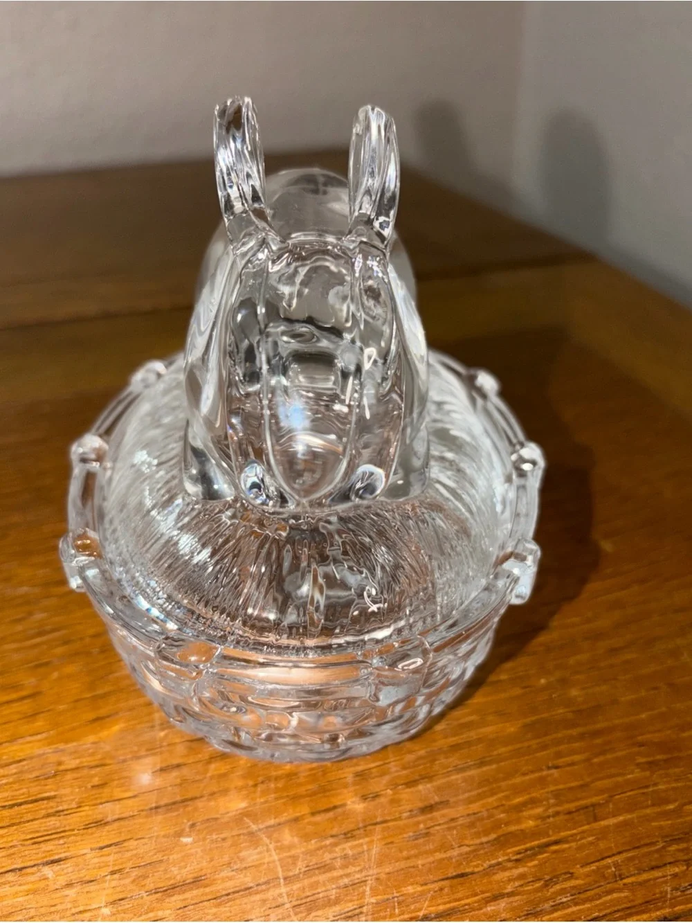 Glass Bunny On Nest Williams Sonoma with Tag Easter Glass Rabbit